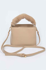 Faux Leather Fur Handle Bag