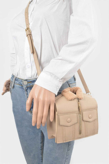 Faux Leather Fur Jacket Crossbody Bag