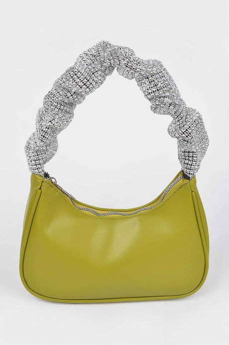 Faux Leather Pleated Shoulder Strap Bag