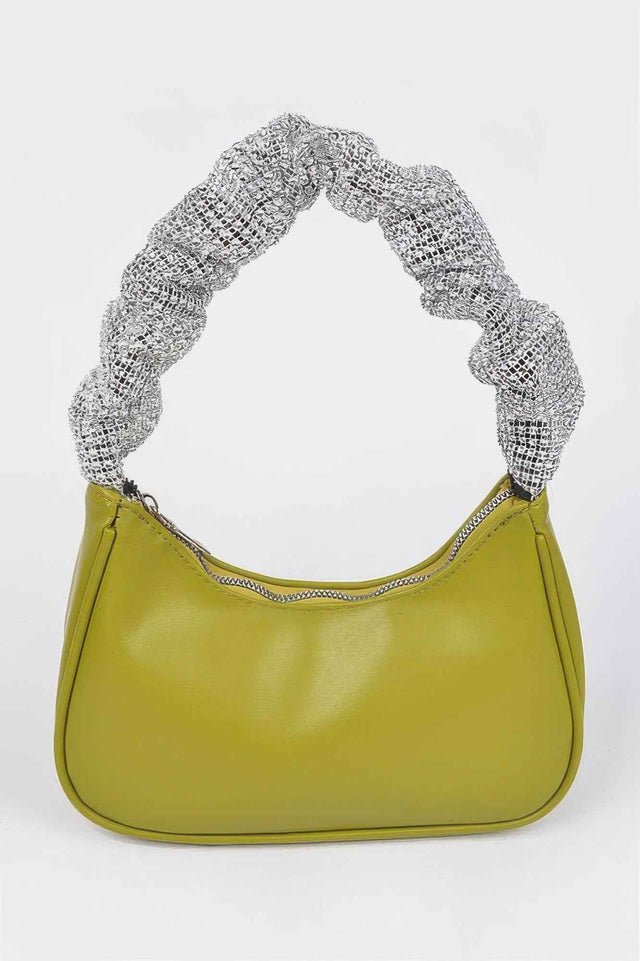 Faux Leather Pleated Shoulder Strap Bag