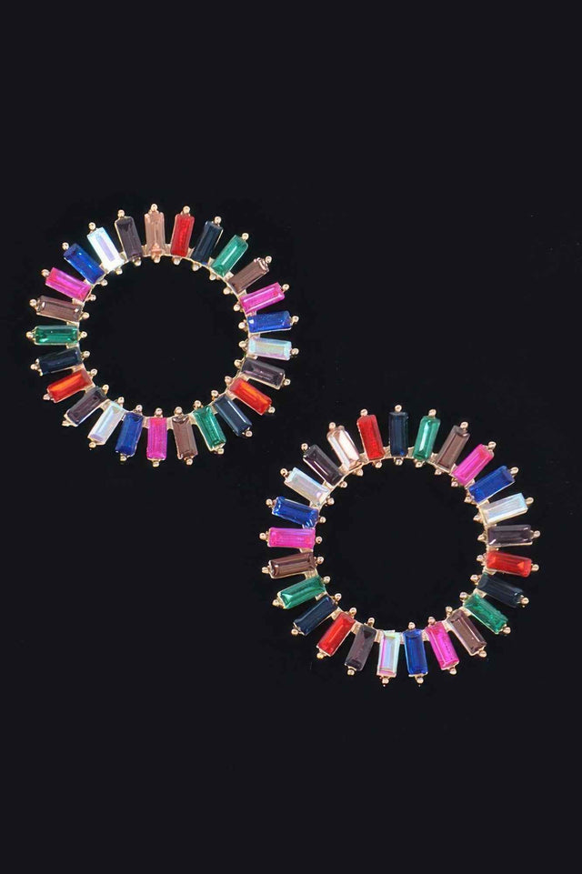 Rhinestone Round Earring