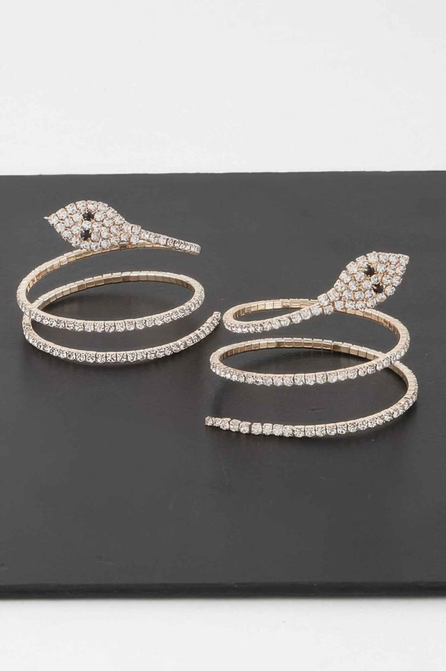 Twin Rhinestone Snake Earrings