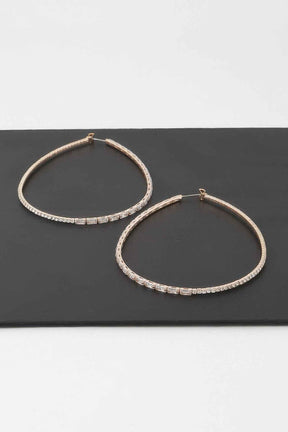 Large Rhinestone Oval Hoop Earrings