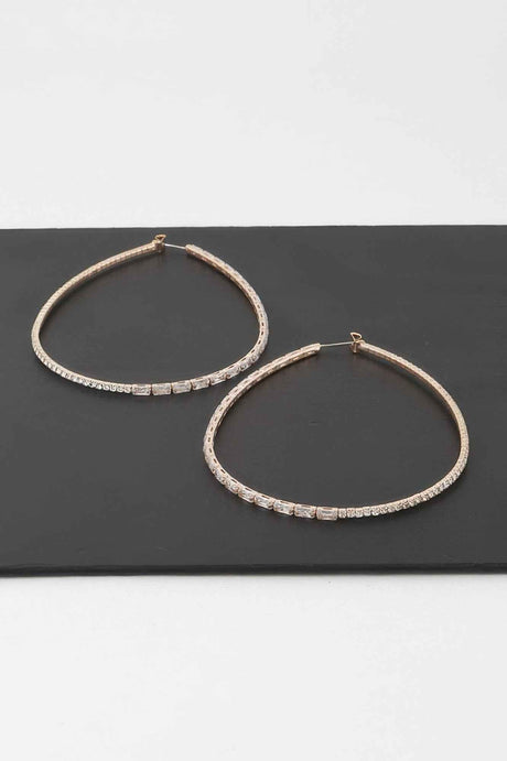 Large Rhinestone Oval Hoop Earrings