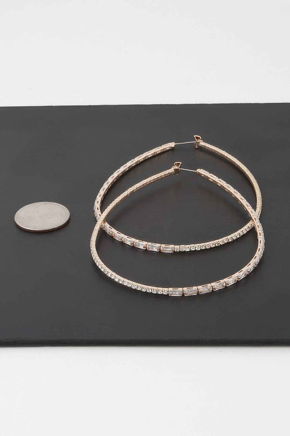 Large Rhinestone Oval Hoop Earrings