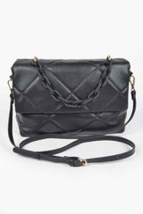 Quilted Faux Leather Color Chain Bag