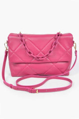 Quilted Faux Leather Color Chain Bag