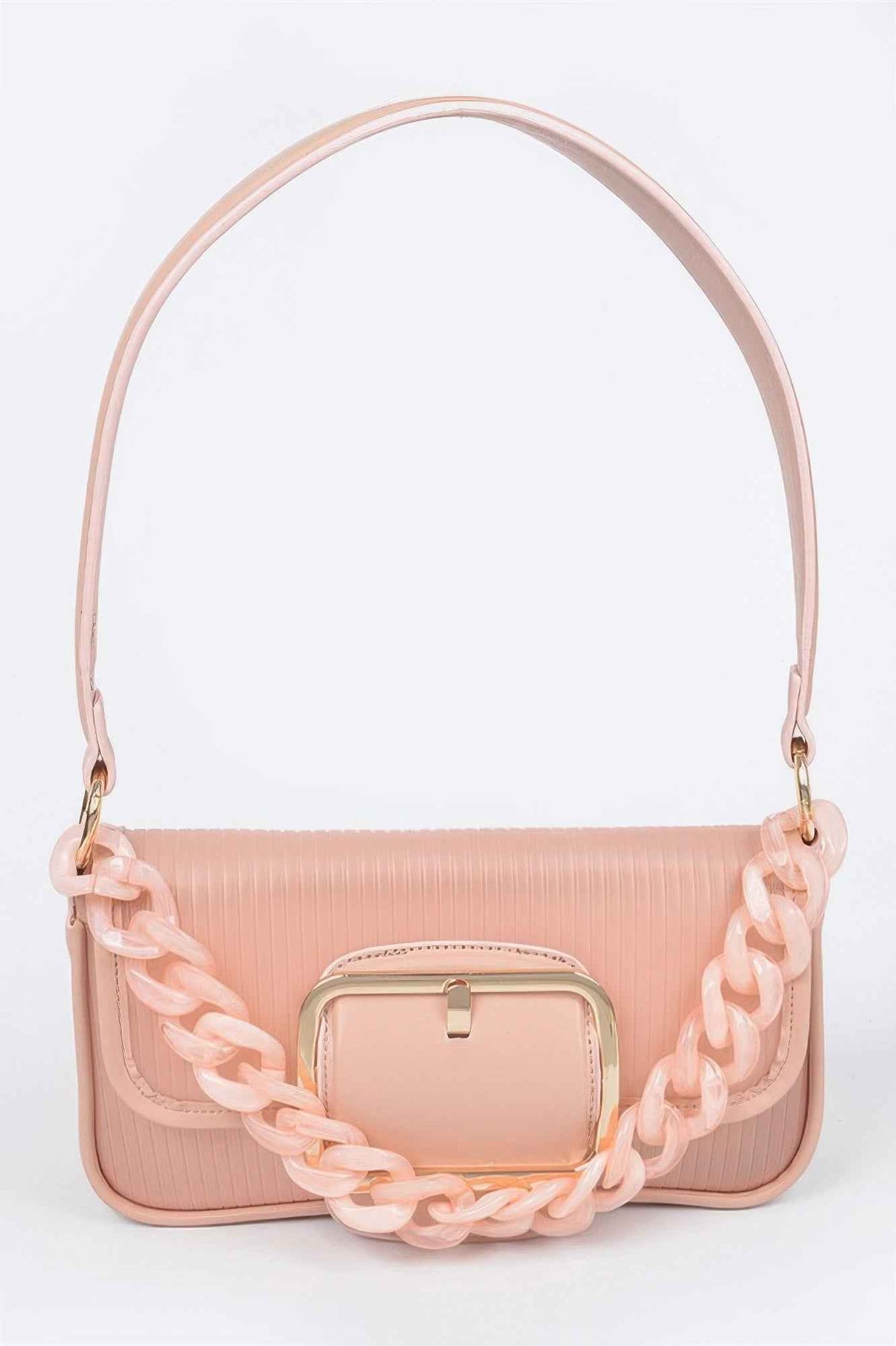 Translucent Metal Buckle Crossbody Bag W/chain