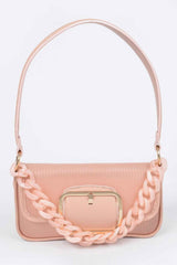 Translucent Metal Buckle Crossbody Bag W/chain