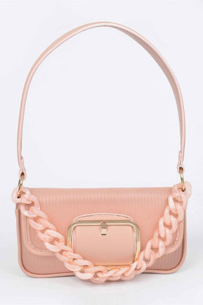 Translucent Metal Buckle Crossbody Bag W/chain