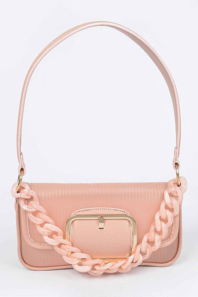Translucent Metal Buckle Crossbody Bag W/chain