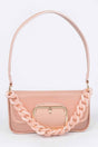 Translucent Metal Buckle Crossbody Bag W/chain