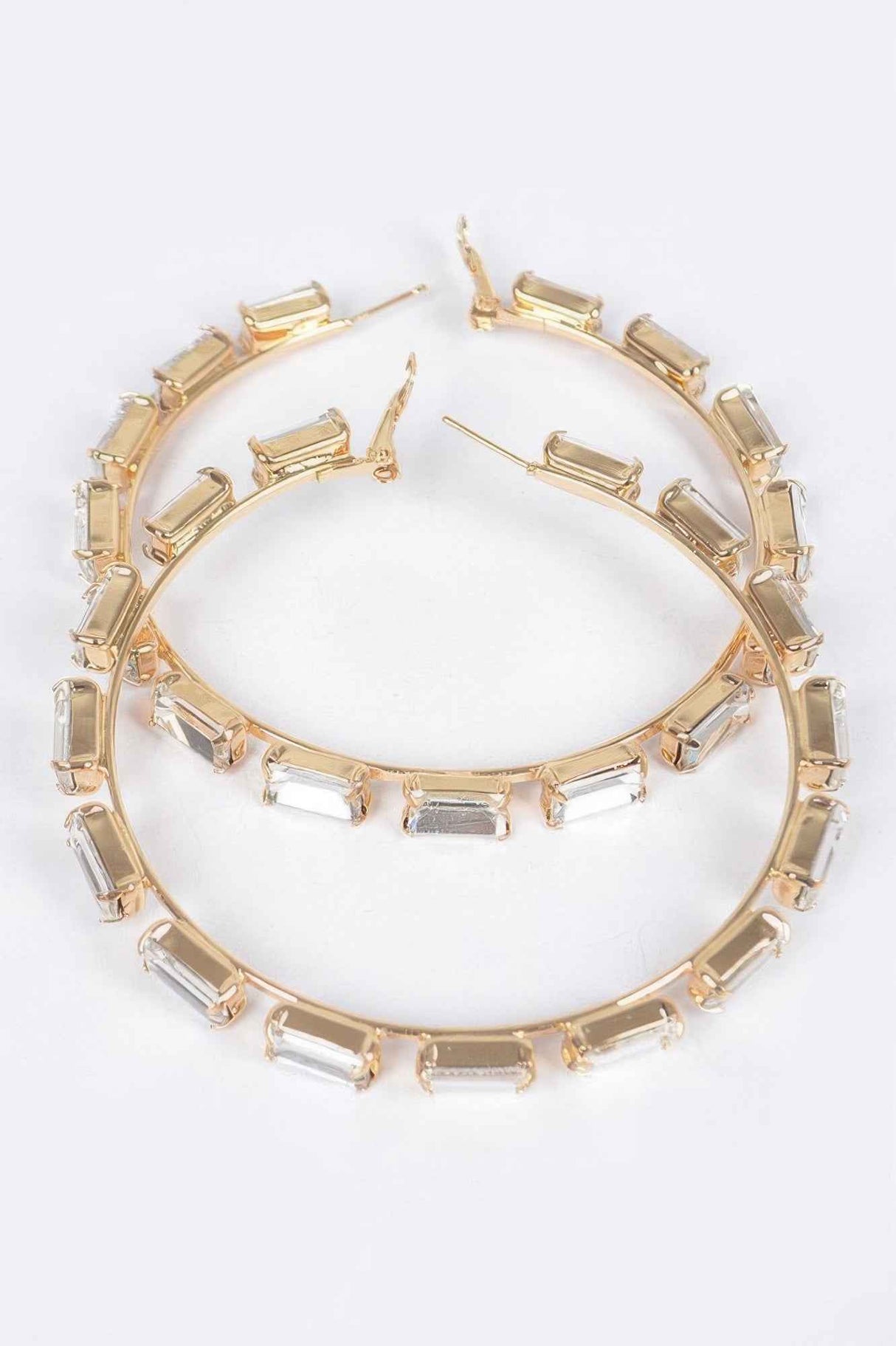 Rectangle Rhinestone Hoop Earring