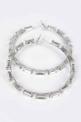 Rectangle Rhinestone Hoop Earring