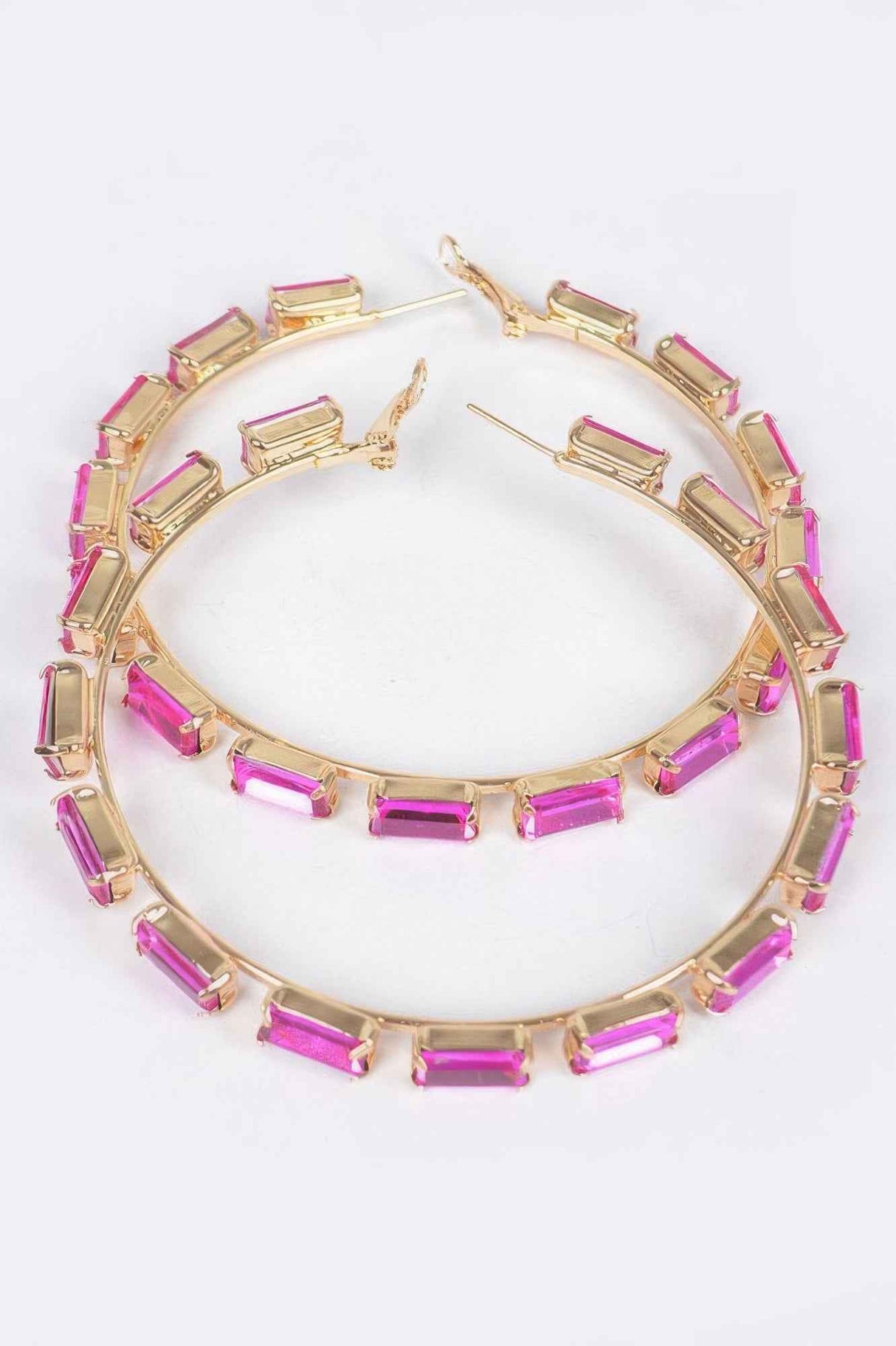 Rectangle Rhinestone Hoop Earring
