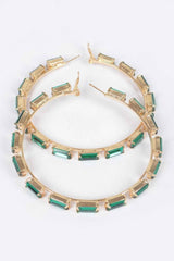 Rectangle Rhinestone Hoop Earring