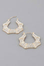 Rhinestone Shoehorn Hoop Earrings