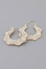 Rhinestone Shoehorn Hoop Earrings