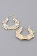 Rhinestone Shoehorn Hoop Earrings