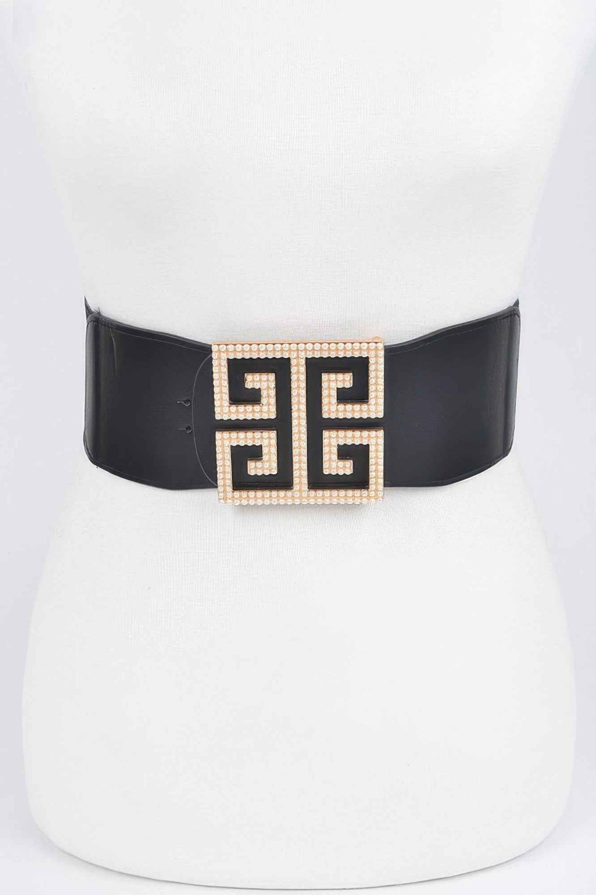 Faux Pearl Buckle Stretch Belt