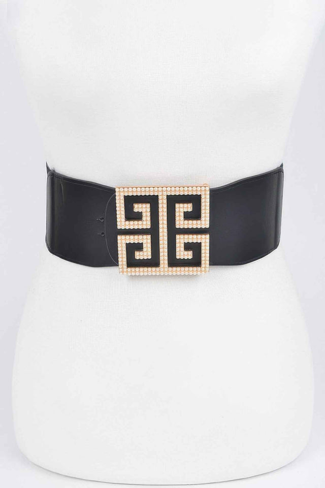 Faux Pearl Buckle Stretch Belt