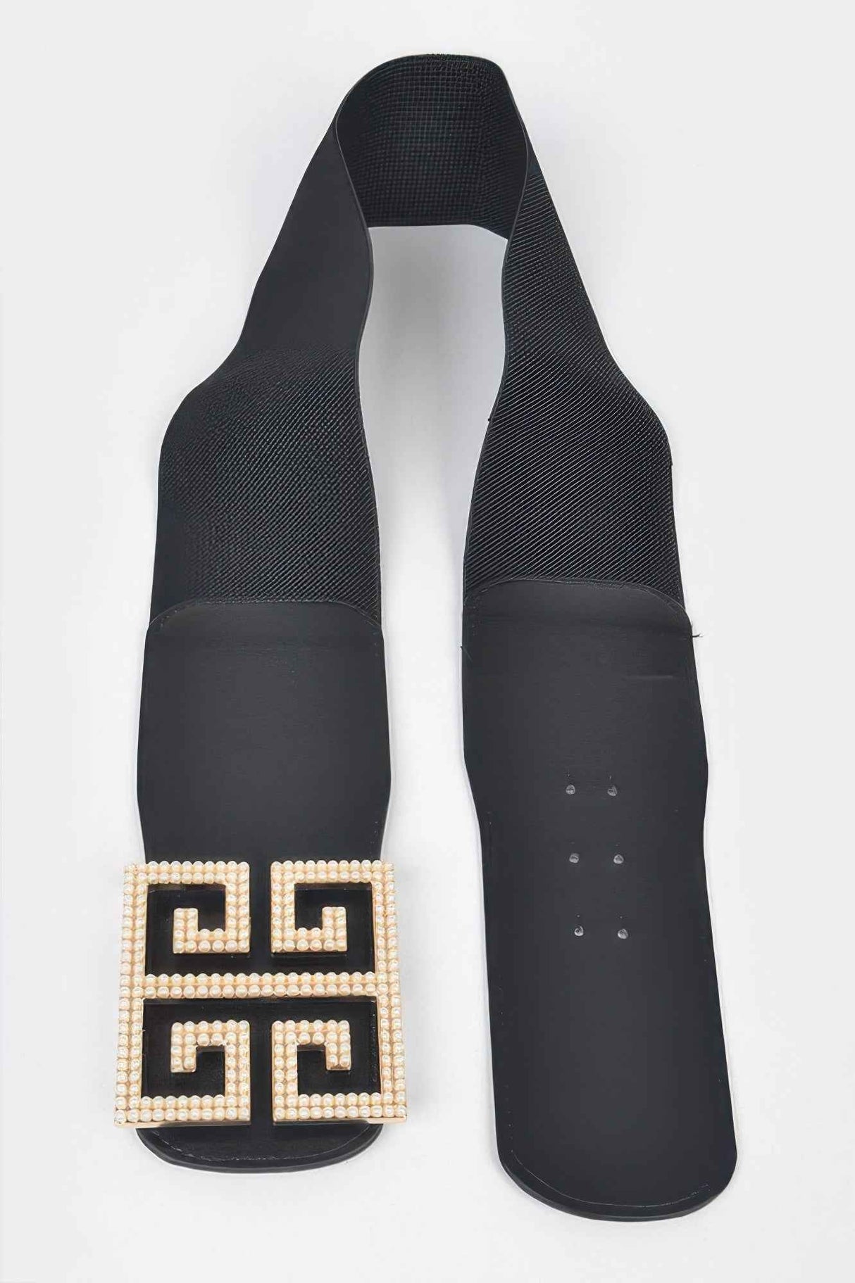 Faux Pearl Buckle Stretch Belt