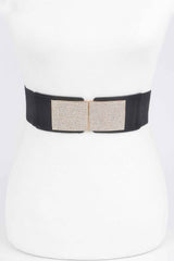 Rhinestone Metal Buckle Stretch Belt