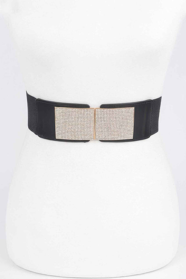 Rhinestone Metal Buckle Stretch Belt