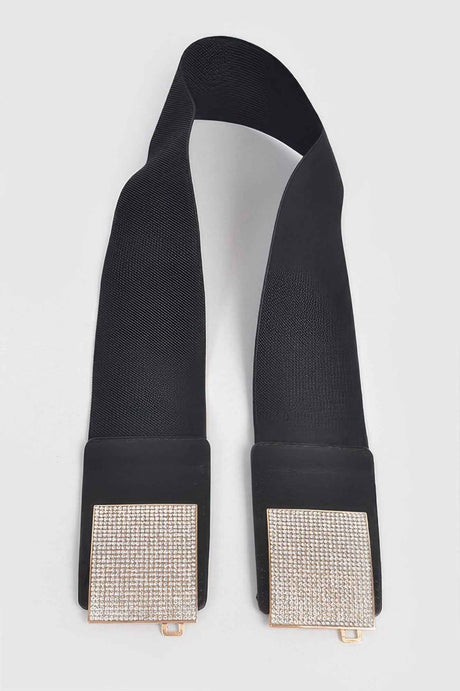Rhinestone Metal Buckle Stretch Belt