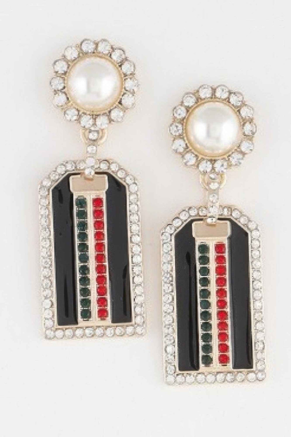 Jeweled Stripe Drop Earrings