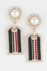 Jeweled Stripe Drop Earrings