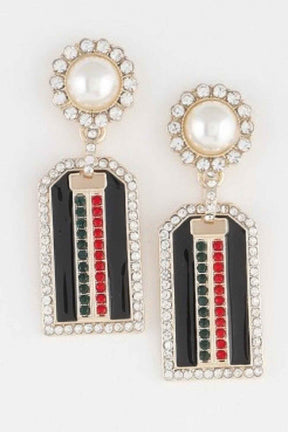 Jeweled Stripe Drop Earrings
