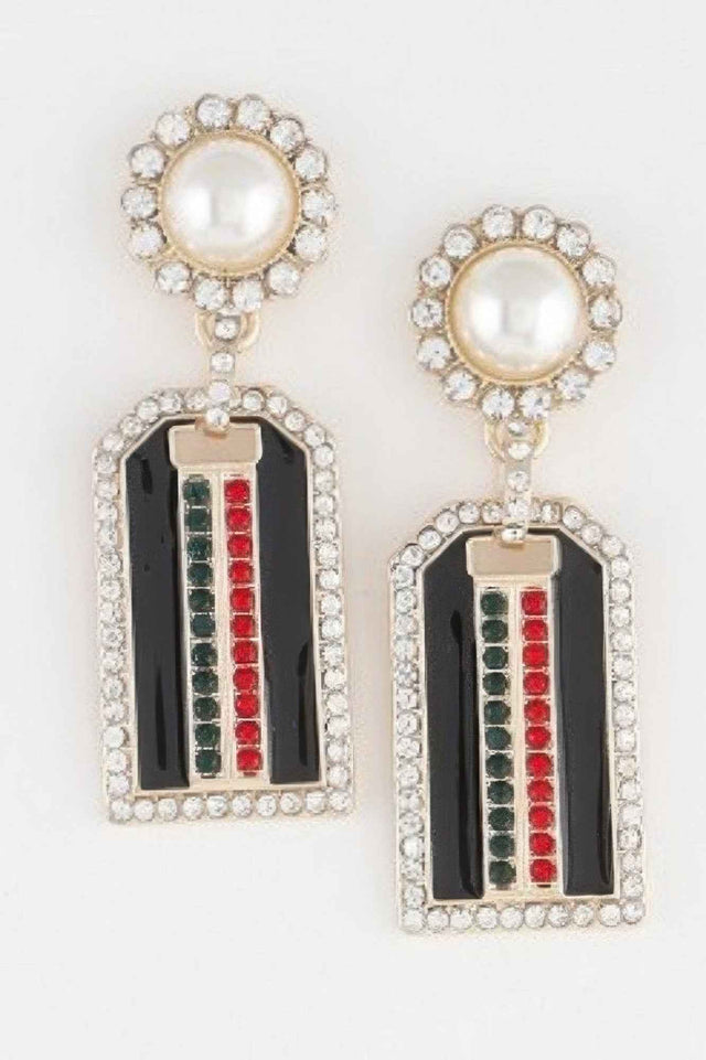 Jeweled Stripe Drop Earrings