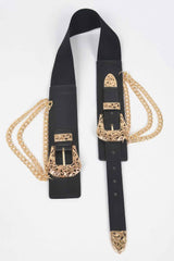 Multi Metal Chain Layered Stretch Belt