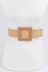 Faux Bamboo Buckle Elastic Belt