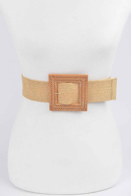 Faux Bamboo Buckle Elastic Belt