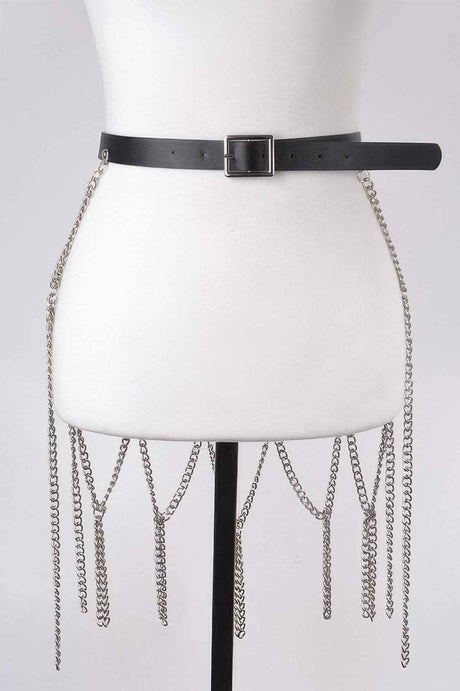 Leather Belt With Chain Skirt