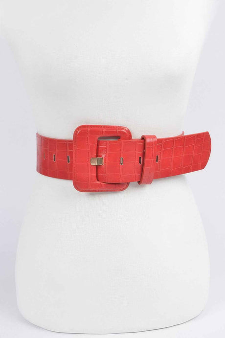 Faux Croc Leather Waist Belt