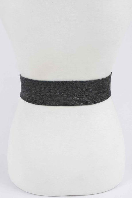 Rhinestone Buckle Plus Size Stretch Straw Belt