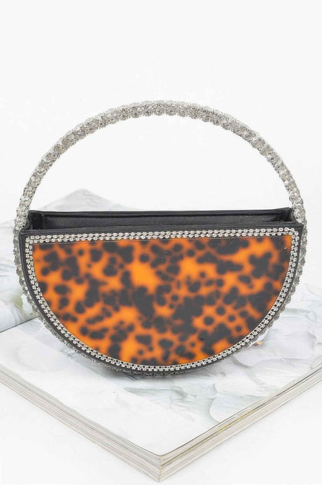 Rhinestone Handle Tortoise Bag