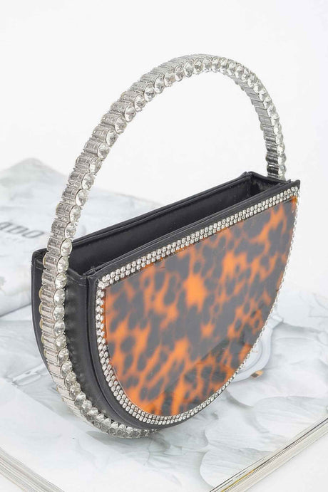 Rhinestone Handle Tortoise Bag