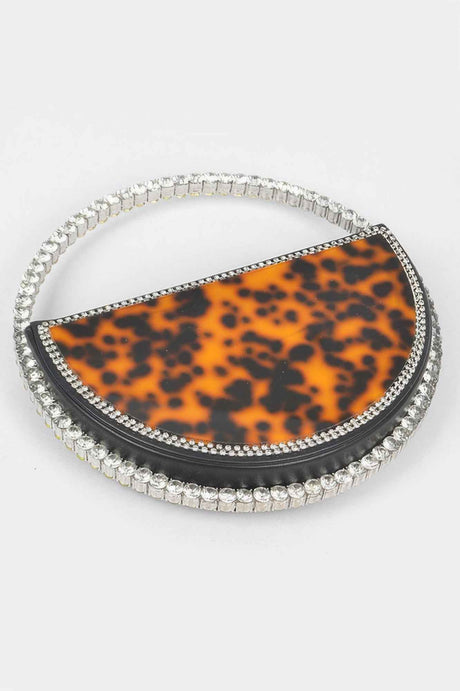Rhinestone Handle Tortoise Bag