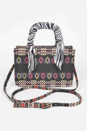 Multi Color Scarf Handle Mini Tote Bag