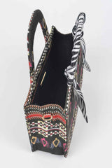 Multi Color Scarf Handle Mini Tote Bag