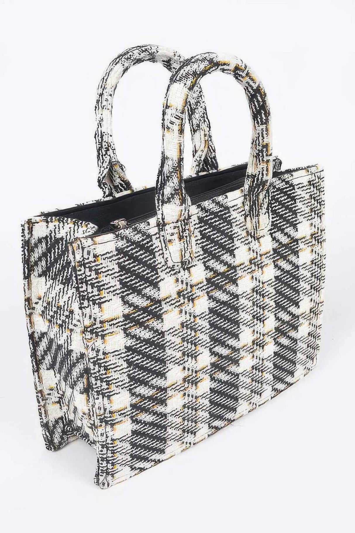 Tweed Plaid Medium Tote Bag