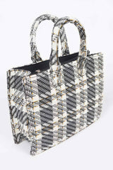 Tweed Plaid Medium Tote Bag