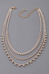 Triple Rhinestone Drop Necklace