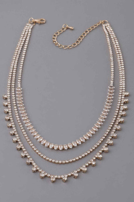 Triple Rhinestone Drop Necklace