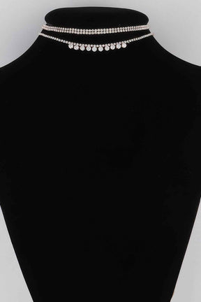 Triple Rhinestone Choker Necklace