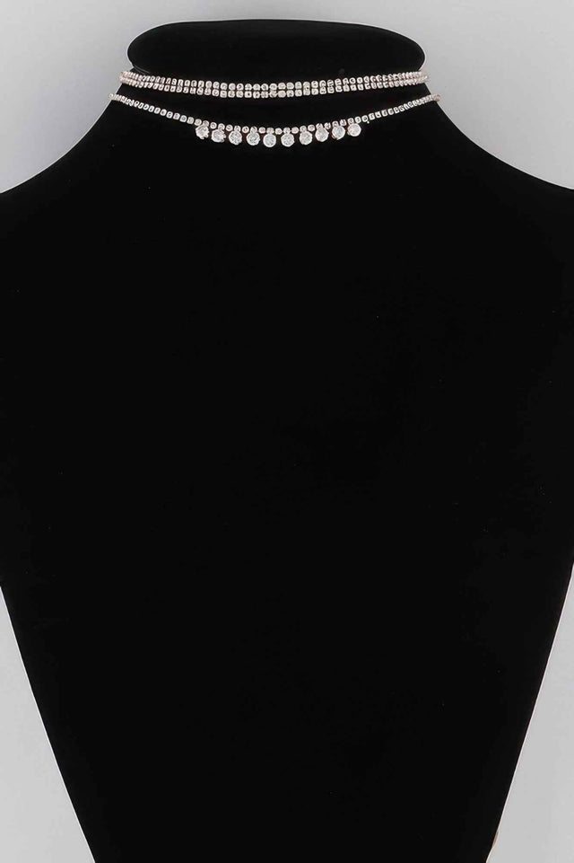 Triple Rhinestone Choker Necklace